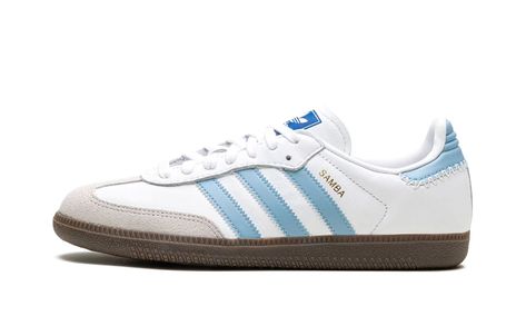 Adidas Samba OG "White Sky Blue Sky Blue Shoes, Adidas Shoes Samba, Thrift Manifest, Adidas Samba Og White, Stella Fashion, Adidas Samba Og, White Sky, Stadium Goods, Tunic Tank Tops