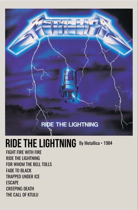 minimal polaroid album poster for ride the lightning by metallica Metallica Album Covers, Minimalist Album Covers, Metallica Song, Metallica Albums, Metallica Art, Minimalist Music, Song Posters, Rock Band Posters, Music Poster Ideas