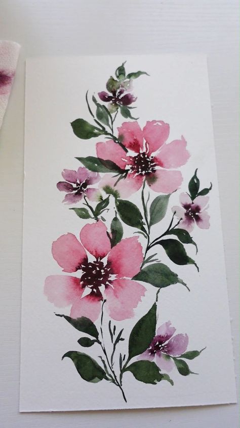 Beginners Watercolor, Water Video, Fleurs Art Nouveau, Loose Watercolor Flowers, Watercolor Flowers Tutorial, Watercolor Designs, Watercolor Paintings For Beginners, Diy Watercolor Painting, Loose Watercolor