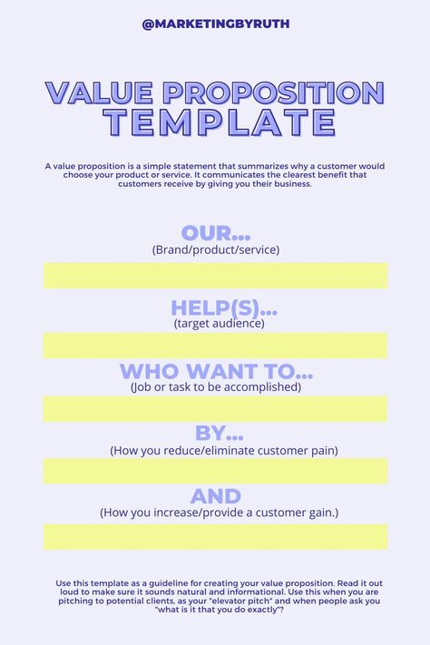 Use this template as a guideline for creating your value proposition. Read it out loud to make sure it sounds natural and informational. Use this when you are pitching to potential clients, as your "elevator pitch" and when people ask you "what is it that you do exactly"? Pitch Template, Elevator Pitch, Guideline Template, Unique Selling Proposition, Your Value, Value Proposition, Planner Templates, Your Values, Target Audience