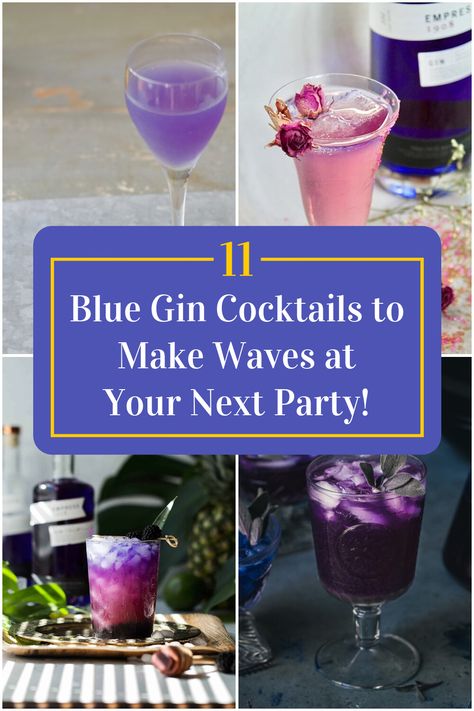 Collage of 4 blue gin cocktails. Indigo Gin Recipes, Impress Gin Cocktails, Purple Gin Cocktail, Indigo Gin Cocktails, Cabin Cocktails, Blue Gin, Christmas Gin, Raspberry Gin, Gin Recipes