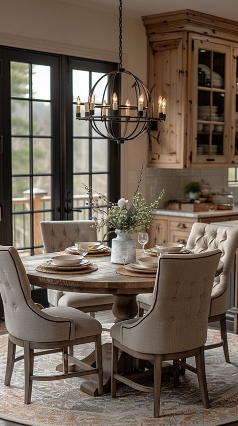 Transform Your Space with These Inviting Farmhouse Dining Room Ideas - Remodr Shiplap Dining Room Farmhouse Style, Cozy Farmhouse Dining Room, Modern Farmhouse Table Setting, Vintage Farmhouse Dining Room, Modern French Country Dining Room, French Farmhouse Dining Room, Fixer Upper Dining Room, Farmhouse Dining Room Ideas, Dining Room Glam