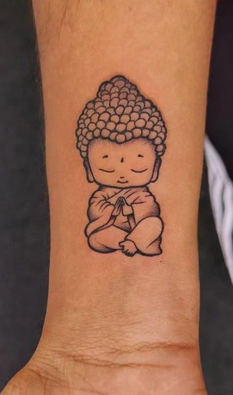 Buhda Art Tattoo, Tattoo Idea Hand, Happy Buddha Tattoo, Small Buddha Tattoo, Buddha Tattoo Design Ideas, Buddha Lotus Tattoo, Namaste Tattoo, Buda Tattoo, Fist Tattoo