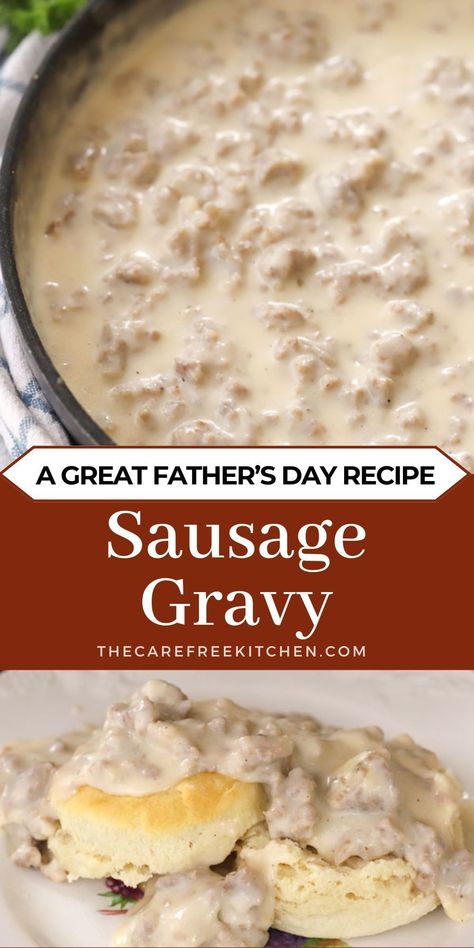 Country Sausage Recipes, American Biscuit Recipe, Best Sausage Gravy, Best Sausage Gravy Recipe, Easy Biscuits And Gravy, Country Gravy Recipe, Biscuits And Gravy Recipe, Easy Homemade Cornbread, Country Sausage Gravy