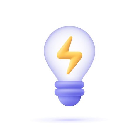 Lightning Symbol, Lamp Illustration, Lamp Icon, Battery Logo, Light Bulb Vector, Light Bulb Icon, Lamp 3d, Motion Photography, 3d Vector