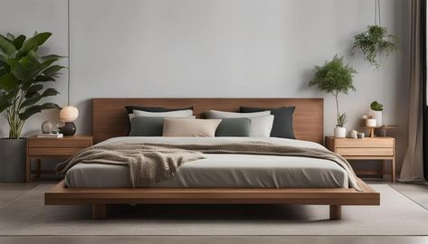 Japandi King Bed Frame Ideas for Chic Bedrooms - Mojo Boutique Japandi Beds, King Bed Frame Ideas, Japandi Bed Frame, Japandi Bed, Bed Frame Ideas, Teak Bed, Japanese Style Bed, Dark Wood Bed, Minimal Room