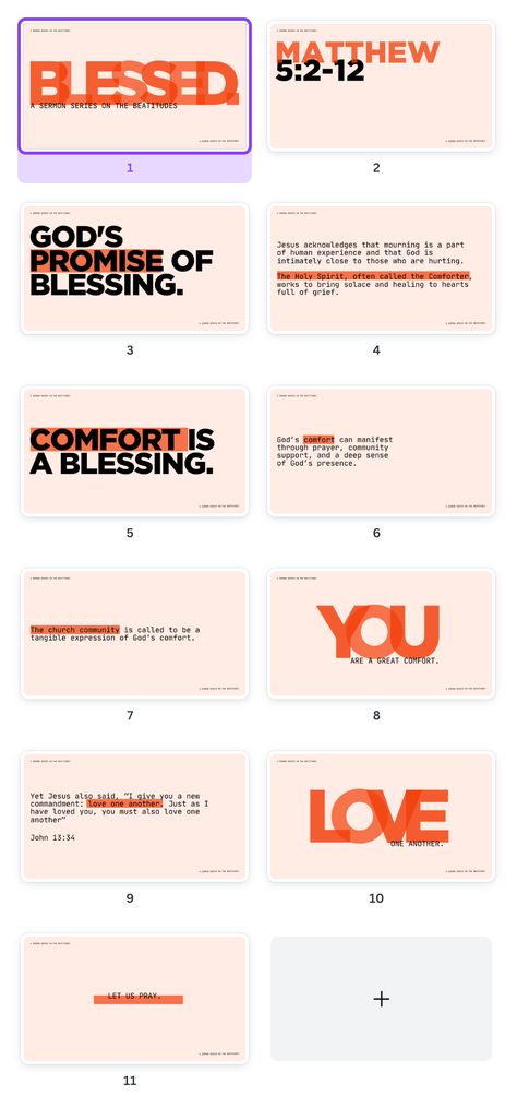 Red Orange Black Modern Typography Beatitudes Sermon Church Presentation by Take Care Creative. Follow on Canva or get emails about new canva templates at takecarecreative.co / catholic, christian, bible, sermon, message, slides, beatitudes, jesus, jesus christ / Midweek Service Graphic, Best Canva Presentation Templates, Sermon Slide Design, Church Mood Board, Sermon Notes Graphic Design, Sermon Graphic Design, Church Slides Graphics, Tithes And Offering Backgrounds, Church Sermon Graphics