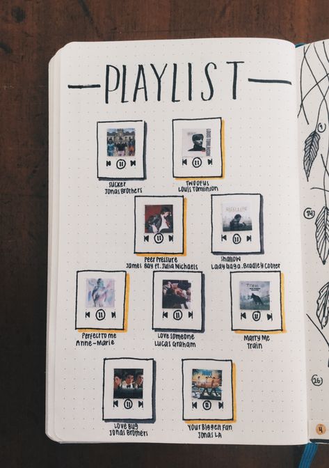 #playlist #bujo #bulletjournal #bujoideas #music #yellow #bujoplaylist March Playlist, Journal D'inspiration, Boyfriend Scrapbook, Kunstjournal Inspiration, Bullet Journal 2020, Album Journal, Drawing Hands, Desain Quilling, Bullet Journal Mood