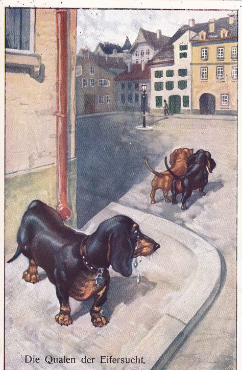 Dash Hound, Arte Dachshund, Doxie Art, German Translation, Vintage Dachshund, Dachshund Art, Dachshund Lovers, Bad Dog, Dachshund Love