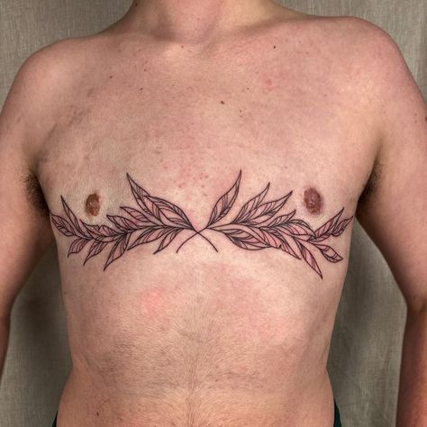 Masc Chest Tattoo, Trans Ftm Tattoo Ideas, Ftm Top Surgery Scar Tattoo, Post Top Surgery Tattoos, Too Surgery Tattoo, Top Scar Tattoos, Top Surgery Cover Up Tattoo, Top Surgery Scars Aesthetic, Top Surgery Tattoo Cover Up Ftm Chest