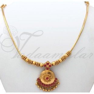 Short Chain Ruby Stone Studded Pendant Gold Plated Buy India Jewelry Online Black Beats, Temple Jewelry Necklace, Temple Jewelry, Gold Necklace Indian Bridal Jewelry, Gold Necklace Simple, Antique Jewelry Indian, Gold Pendant Jewelry, Black Beaded Jewelry, Wedding Jewellery Collection