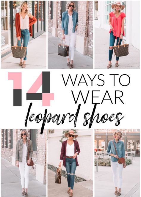 14 Ways to Wear Leopard Shoes - Straight A Style Cheetah Print Shoes Outfit, Animal Print Shoes Outfit, Leopard Print Shoes Outfit, Leopard Flats Outfits, Zapatos Animal Print, Leopard Shoes Outfit, Leopard Shoe, Mule Shoes Outfit, Shoe Outfits