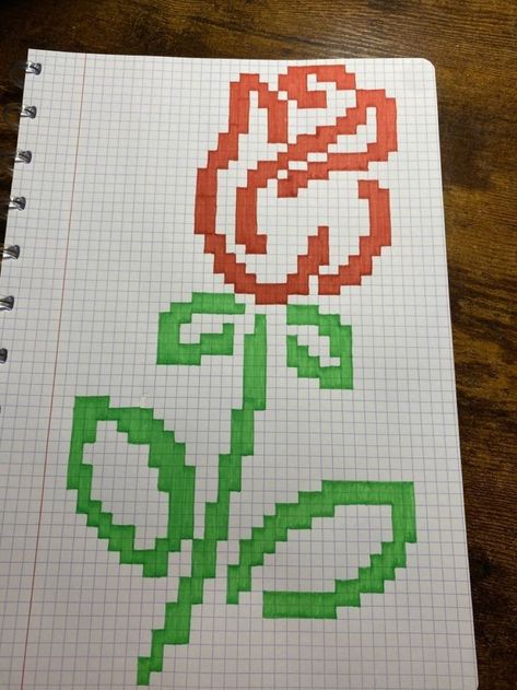 Pixel Art Animals, Spiderman Pixel Art, Eine Rose, Modele Pixel Art, Graph Paper Designs, Graph Paper Drawings, Paper Flower Art, Easy Love Drawings, Easy Pixel Art