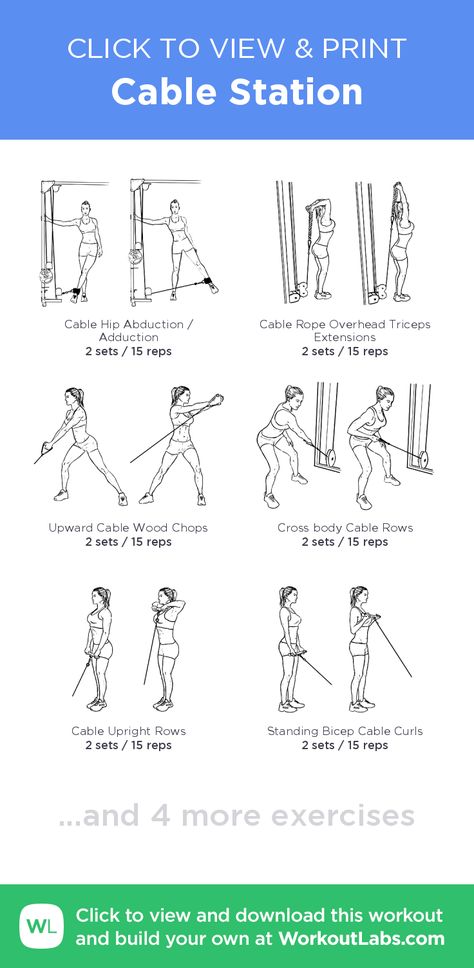 Cable Station – click to view and print this illustrated exercise plan created with #WorkoutLabsFit Bowflex Workouts, Bowflex Workout Routine, Bow Flex, Gym Cable Machine, Cable Workouts, Cable Machine Workout, Bowflex Workout, Core Exercises For Women, Workout Labs