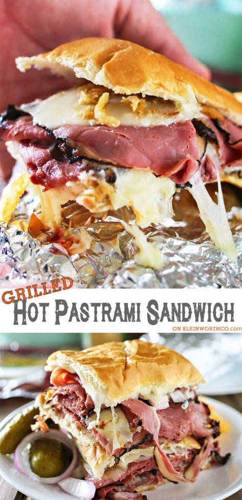 Hot Pastrami Sandwich, Pastrami Sandwich Recipe, Hot Sandwich Recipes, Best Sandwich Recipes, Summer Sandwiches, Pastrami Sandwich, Hot Sandwich, Grilled Sandwich, Summer Grilling