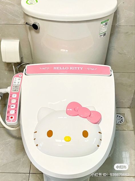 Hello Kitty Toilet, Pink Black Room, Hello Kitty Furniture, Void State, Hello Kitty Appliances, Baddie Stuff, Hello Kitty Bathroom, Black Room Decor, Kitty House