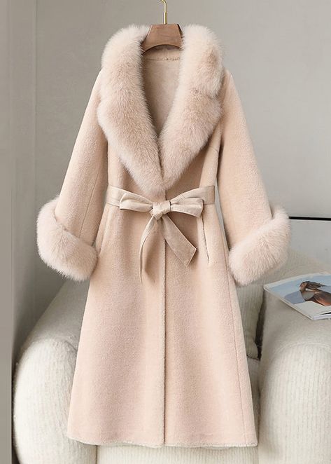 Beige Pockets Patchwork Fuzzy Fur Long Coat Fur Collar Long Sleeve – Omychic Beige Winter Coat, Woolen Coat Winter, Fur Long Coat, Cashmere Jacket, Coat Fur, Mink Coat, Fashion Enthusiast, Coat Winter, Skating Dresses