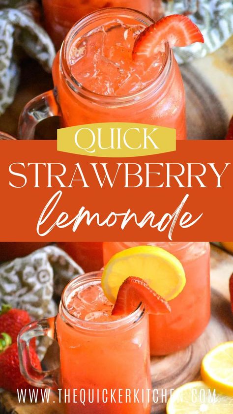 Strawberry Lemonade For Party, Strawberry Party Drinks, Strawberry Lemonade Recipe With Country Time, Strawberry Lemonade With Country Time, Country Time Strawberry Lemonade Recipe, Strawberry Lemonade Agua Fresca, Tito’s Strawberry Lemonade, Wendy’s Strawberry Lemonade, Strawberry Lemonade Recipe For A Crowd