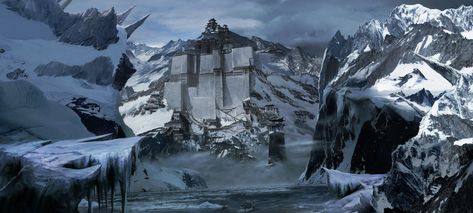 Finding Unknown Kadath by samice Olivier Mira Armstrong, Fantastic Wallpapers, Mountain Wallpaper, Galaxy Painting, Fantasy City, Fantasy Castle, Fantasy Places, Chinese Architecture, Snowy Mountains