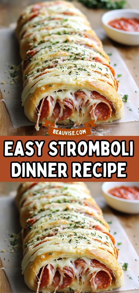 If you’re on the hunt for a simple, crowd-pleasing dinner that’s packed with flavor, look no further than this Easy Stromboli Dinner Recipe. Perfect for busy weeknights, game-day gatherings, or a casual dinner party, this recipe delivers all the comforting flavors of pizza in a fun, hand-held format. Whether you're cooking for your family or entertaining friends, this stromboli is sure to impress.  #cooking #recipe #baking #dinner #tasty #desserts #food Yummy Family Meals, Easy Dinner Recipes For Four, Easy Meals For Supper, Family Dinner Favorites, Easy Supper Ideas Quick Crockpot, Quick Dinners For Busy Nights, Easy Two People Meals, Easy Weekend Recipes, Superbowl Recipes Easy