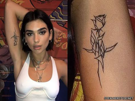 Rose With Barbed Wire, Buraka Tattoo, Dua Lipa Tattoo, 12 Tattoos, Tattoo Process, Special Tattoos, Steal Her Style, Broken Mirror, Classy Tattoos