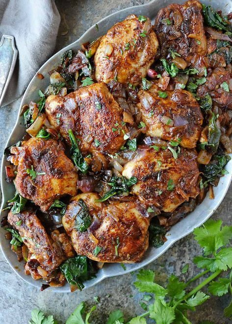 Ras El Hanout Recipe, Spinach Dinner Recipes, Recipes Using Chicken, Spinach Dinner, Zaatar Recipe, Middle East Recipes, Recipe Using Chicken, Chicken Spinach, Jewish Food