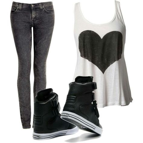 Tomboys Outfit, Tomboy Outfits Cute, Cute Polyvore Outfits, Casual Tomboy Outfits, Tomboy Outfits Swag, Cute Tomboy Outfits, Black And White Outfit, 2012 Fashion, Skater Girl Outfits