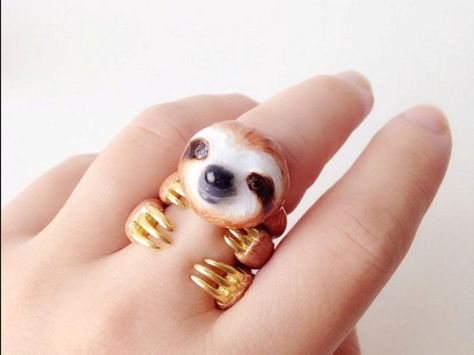 Sloth Ring, 3 Piece Ring Set, 3 Piece Ring, Trio Ring, Animal Rings, Contemporary Ring, Engagement Ring White Gold, Antique Engagement, Emerald Engagement