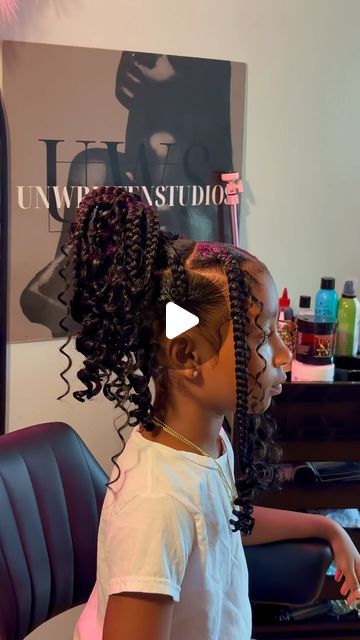 𝐔𝐍𝐖𝐑𝐈𝐓�𝐓𝐄𝐍𝐒𝐓𝐔𝐃𝐈𝐎𝐒 | Stylist & Trainer on Instagram: "My nieces get the best of the best🤭. Boho knotless kid friendly❤️‍🔥 @ladiqia @darealruby  - - - - #kidfriendly #kidhairstyles #explore #boho #knotlessbraids #knotlessboxbraids #kid #hairstylist #braids #braider" Boho Kids Braids, Kids Boho Knotless Braids, Boho Braids For Kids, Kids Boho Braids, Kids Knotless Box Braids, Toddler Braid Styles, Toddler Braids, Boho Knotless, Boo Thang