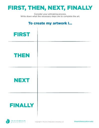 First, Then, Next Finally - FLEX Assessment Artist Statement Template, Painting Lesson Plans, Cardboard Relief, Art Provocations, Art Assessment, Oil Pastel Techniques, Art Lesson Plan, Art Handouts, Art Notes