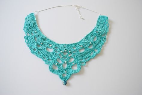 DSC_0223 | B.hooked Crochet Crochet Flamingo, Crochet Collars, Chandelier Necklace, Crochet Necklace Pattern, Bracelet Crochet, Crocheted Jewelry, شال كروشيه, Confection Au Crochet, Crochet Jewelry Patterns