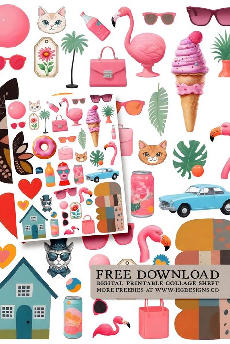 Free Download: Digital Printable Collage Sheet – HG Designs Collage Printables, Free Collage, Printable Collage Sheet, Owl Illustration, Free Digital Scrapbooking, Free Photoshop, Digital Scrapbooking Kits, Collage Sheet, Art Journals