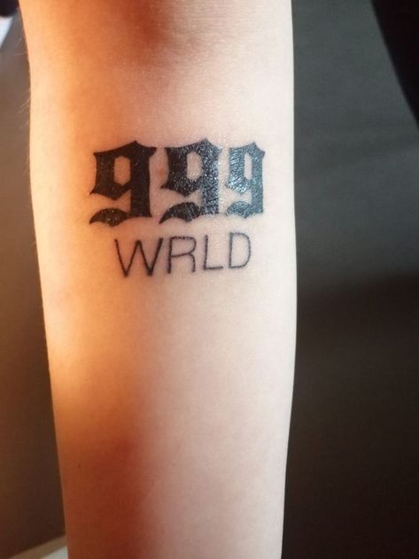 Juice WRLD tattoo 999 Juice Wrld Hand Tattoo, Juice Wrld Tattoos, 999 Tattoo, Wrld 999, Neck Tattoo For Guys, Skeleton Hand Tattoo, Hand Tattoos For Women, Tattoo Font, Shoulder Tattoos For Women