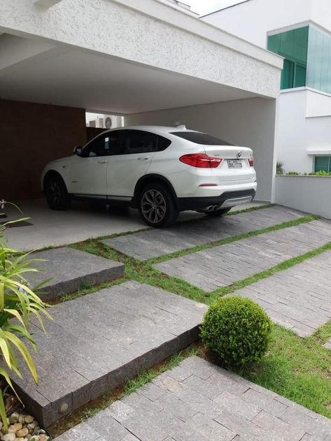 Driveway Tiles, Parking Tiles Design, Car Porch Design, Small Studio Apartment Design, Ramp Design, Paver Designs, Concrete Patio Designs, Porch Tile, House Cladding