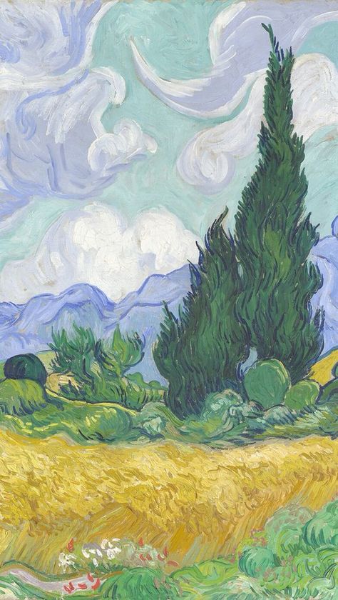 Trees And Clouds, Van Gogh Wallpaper, Vintage Wallpapers, Vincent Van Gogh Art, Fotografi Digital, Arte Van Gogh, Soyut Sanat Tabloları, Edvard Munch, Van Gogh Paintings