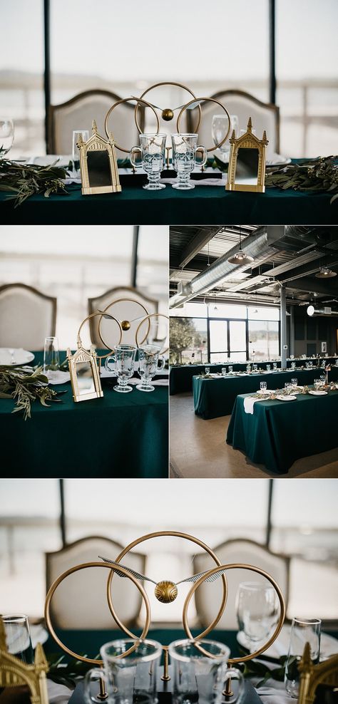 Elegant Harry Potter Herbology Themed Wedding - Hogwarts Wedding Ideas, Slytherin Wedding, Harry Potter Herbology, Harry Potter Table, Harry Potter Bridal Shower, Harry Potter Halloween Party, Harry Wedding, Harry Potter Wedding Theme, Festa Harry Potter