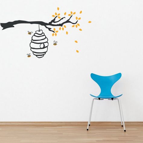 Wall Decal Branches, Bee Nursery, Bee Decals, Tree Branch Wall, Wall Art Decals, Bee Wall Art, Honey Bee Decor, Kids Room Decals, Kids Room Wall Decals