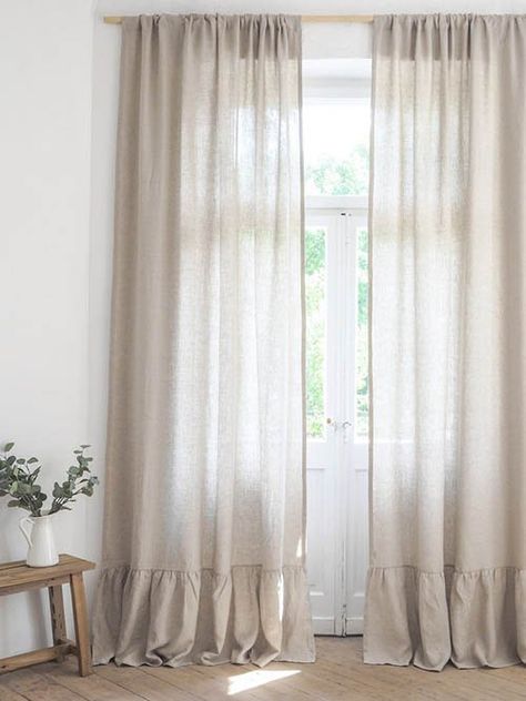 7 Linen Curtains For The Airy, Eco-Conscious Home — The Good Trade Big Window Curtains, Linen Curtains Kitchen, Country Cottage Bedroom, Cortinas Boho, Dining Room Updates, Wardrobe Interior Design, Guest Bedroom Decor, Rustic Curtains, Simple Home