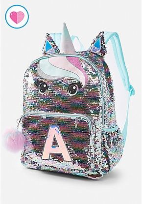 Pastel Unicorn Flip Sequin Initial Backpack Girl School Supplies, Unicorn Room Decor, Justice Accessories, Unicorn Fashion, Cute Mini Backpacks, Initial M, Unicorn Bag, Sequin Backpack, Kids School Supplies