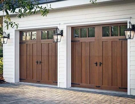 Top 70 Best Garage Door Ideas - Exterior Designs Faux Wood Garage Door, Garage Door House, Wooden Garage Doors, Modern Garage Doors, Best Garage Doors, Garage Door Styles, Residential Garage Doors, Wood Garage Doors, Garage Door Makeover