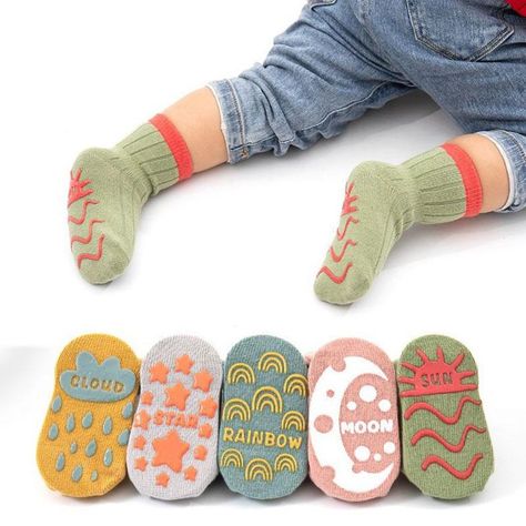 Baby Silicone Bottom Cotton Socks – MiniOlie Walking Socks, Baby Walking, Non Slip Socks, Baby Boy Accessories, Moon Pattern, Toddler Socks, Cute Socks, Solid & Striped, Baby Socks