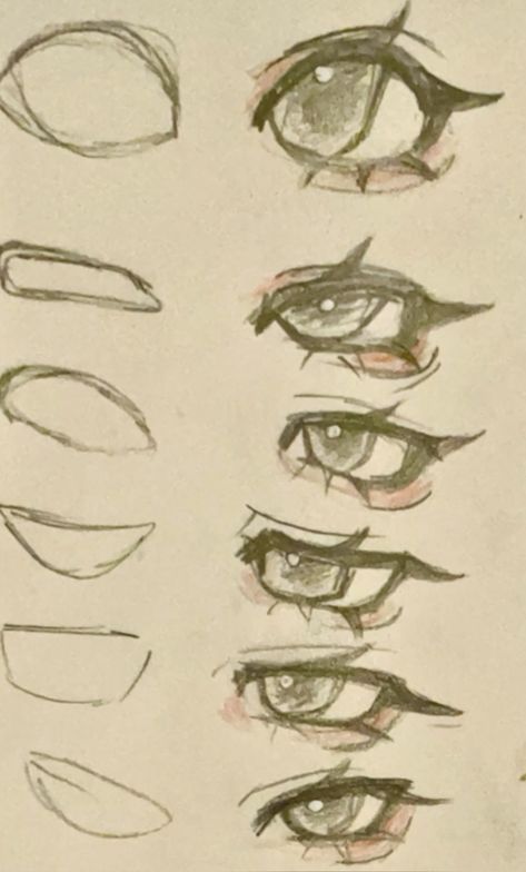 Eyes Chibi Reference, Eye Drawing Doodle, Disgusted Mouth Drawing, Manga Eye Tutorial, Jewellery Drawing Sketches, Oc Doodle Ideas, Japanese Eyes Drawing, Eye Types Drawings, Eye Tutorial Sketch