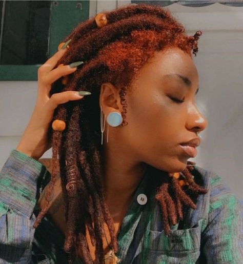 Locs And Gauges, Freeform Dreads Black Women, Stud Loc Styles, Freeform Locs Black Women, Thick Locs On Black Women, Wick Locs, Wicks Locs, Thick Dreadlocks, Dreads Black Women