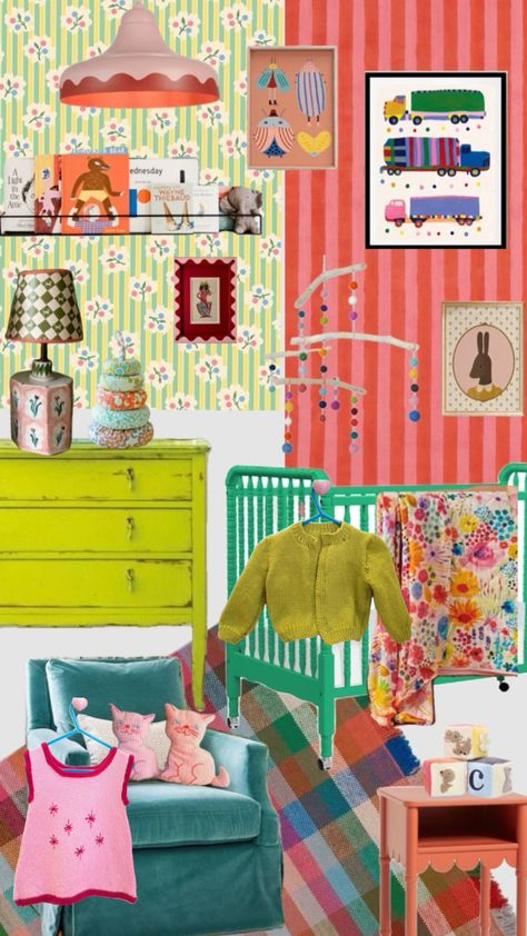 Bold Nursery, Gender Neutral Nursery Colors, Eclectic Nursery, Bright Nursery, Baby Room Colors, Kids Rooms Inspo, Kids Bedroom Inspiration, Nursery Room Design, Nursery Room Inspiration