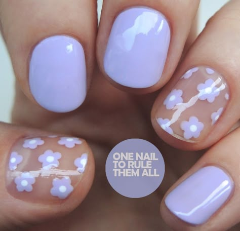 Pale Nails, Space Flowers, Lilac Nails, Daisy Nails, Purple Nail, Personal Image, Blue Nail, Short Acrylic Nails Designs, Minimalist Nails