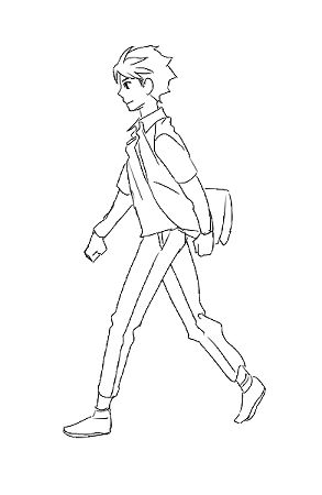 Anime Walking Drawing, Walk Reference Pose, Side Character Design, Manga Walking Pose, Walking Side Profile Drawing, Walking Profile Reference, Anime Walking Reference, Person Walking Side View Drawing, Character Walking Pose