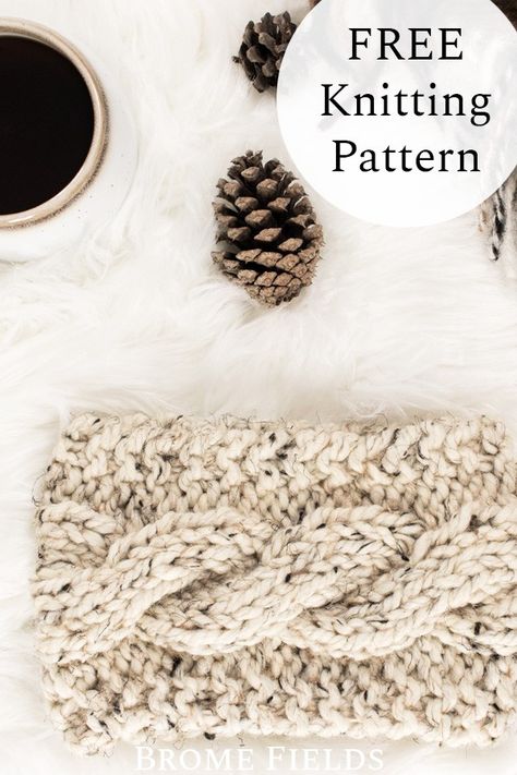 Headband Knitting Pattern, Knitted Headband Free Pattern, Headband Knitting, Knitting Board, Cable Headband, Knit Purl Stitches, Cable Knit Headband, Knit Headband Pattern, Lion Brand Wool Ease