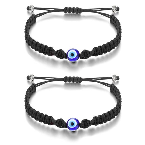 PRICES MAY VARY. EVIL EYE BRACELET FOR MEN- Symbol for luck, fortune, protection and prosperity, this ojo Turco bracelet are thought to ward off misfortune, wear this bracelet can bring good luck when entering a potentially negative environment ADJUSTABLE - No worry about size, the length can be adjusted between 7" to 10.5", allow wearers to create the perfect fit for Women & Men UNIQUE DURABLE BRACELETS - these black bracelets for men is made by hand with good braided cord, the color won't fade Casual Evil Eye Friendship Bracelets As Gift, Casual Evil Eye Friendship Bracelets For Gifts, Casual Evil Eye Bracelet Perfect For Gifts, Symbol For Luck, Greek Evil Eye, Bracelet Pack, Lucky Gifts, Family Couple, Red String Bracelet