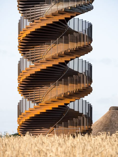 Swedish Travel, Danish Architecture, Square Windows, Timber Ceiling, Lookout Tower, Steel Stairs, Bjarke Ingels, Public Realm, Tower Design