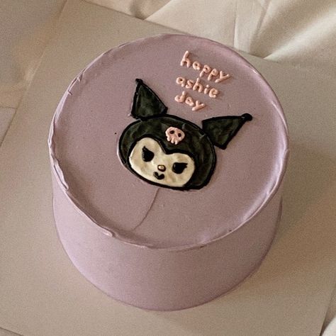 Kuromi Cake, Cake Minimal Korea Happy Birthday, Pastel Cakes, Bento Cake, Army Girlfriend Style, Cute Birthday Cakes, Thank U, Birthday Cake, Pastel